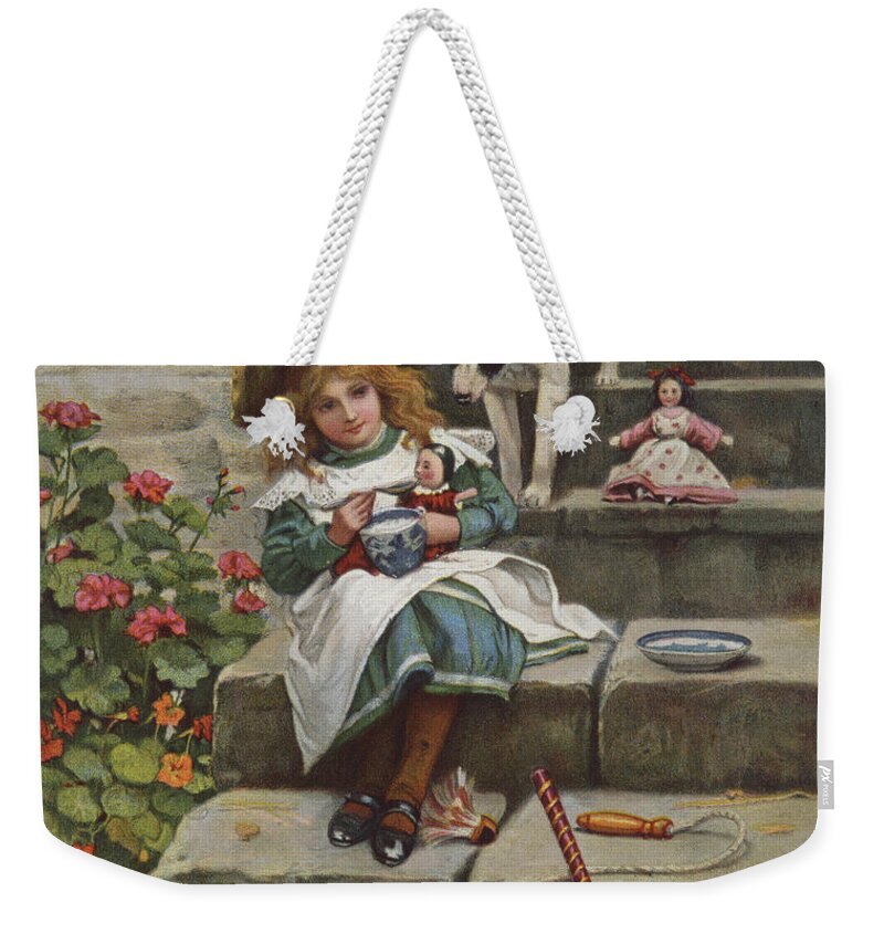 Doyle Weekender Tote Bag featuring the painting My Turn Next, 19th century by Richard Doyle