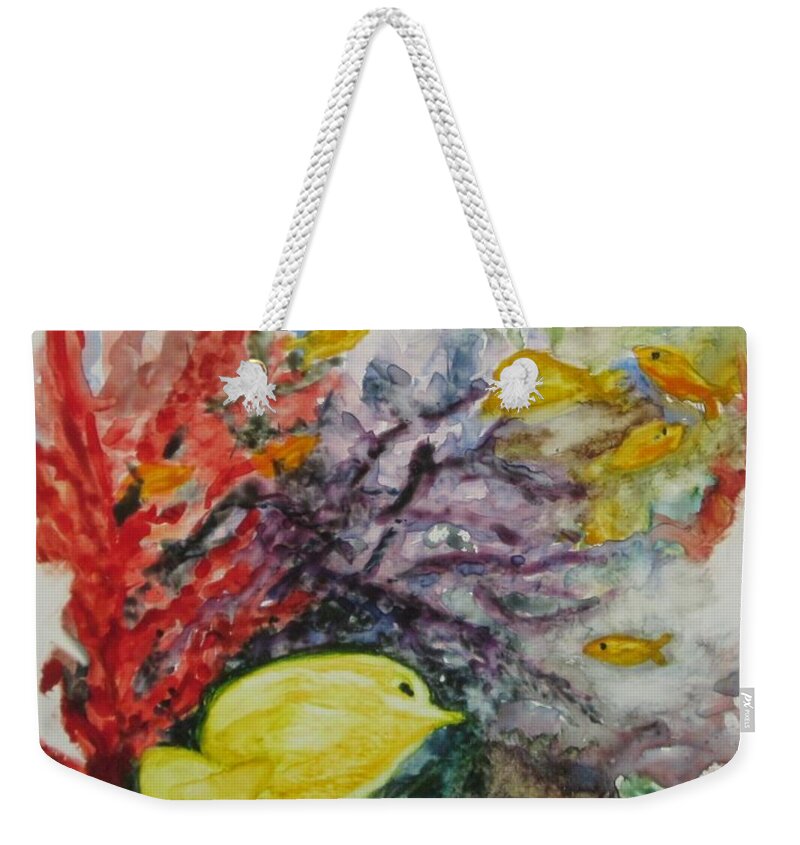 Watercolor Weekender Tote Bag featuring the painting My World by Paula Pagliughi