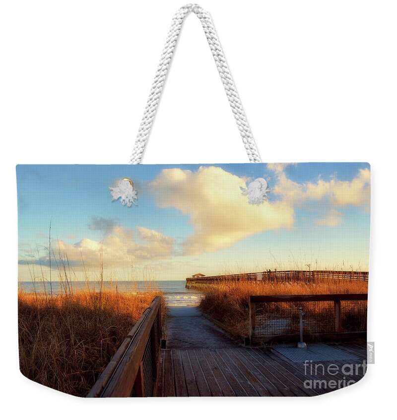 Scenic Weekender Tote Bag featuring the photograph Myrtle Beach State Park Pier by Kathy Baccari