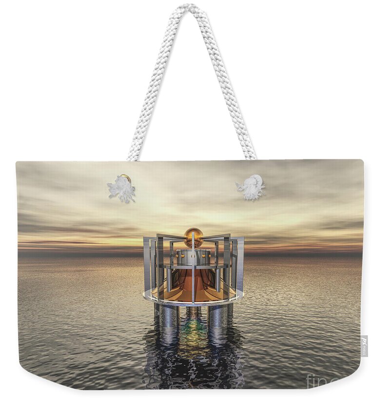 Structure Weekender Tote Bag featuring the digital art Mysterious Structure At Sea by Phil Perkins