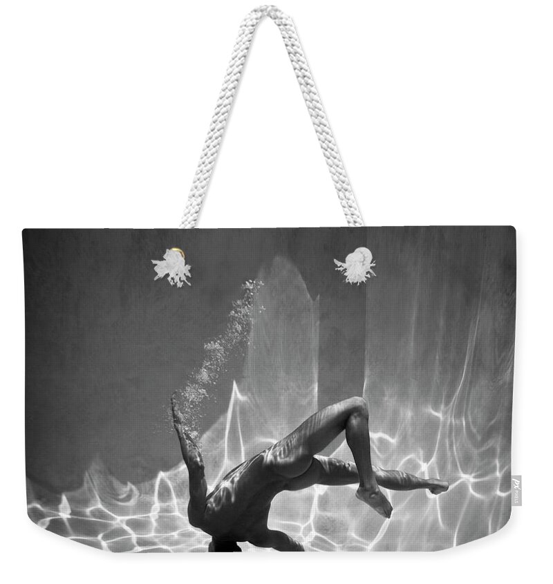 Underwater Weekender Tote Bag featuring the photograph Naked Man Underwater by Ed Freeman