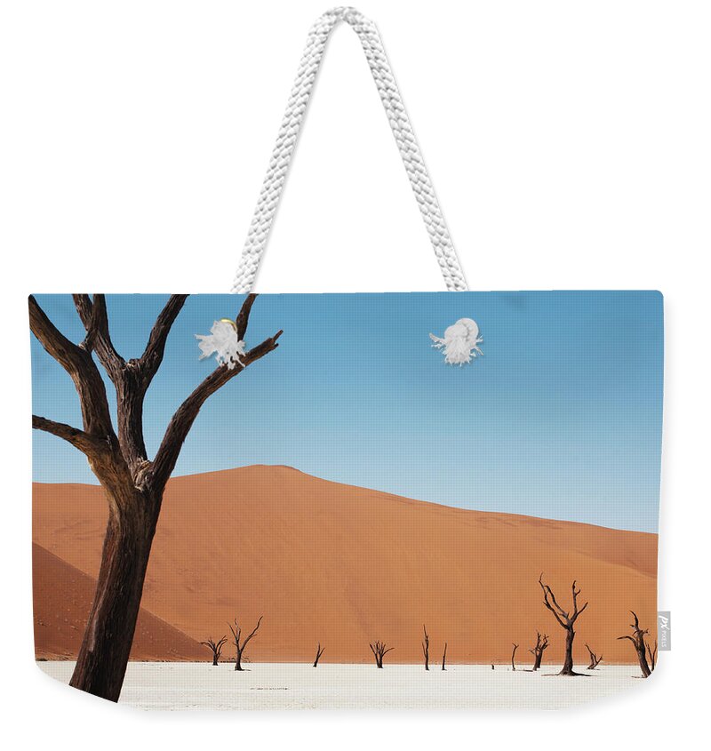 Scenics Weekender Tote Bag featuring the photograph Namibia, Dead Vlei, Trees In Desert by Roger Wright