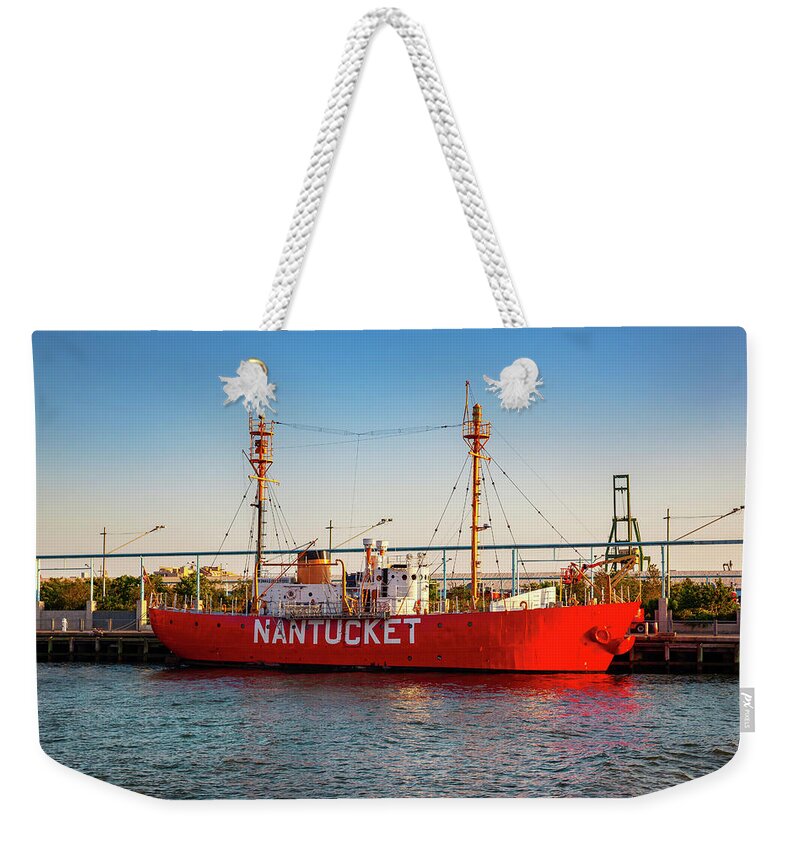 Estock Weekender Tote Bag featuring the digital art Nantucket Lightship In Brooklyn Ny by Lumiere