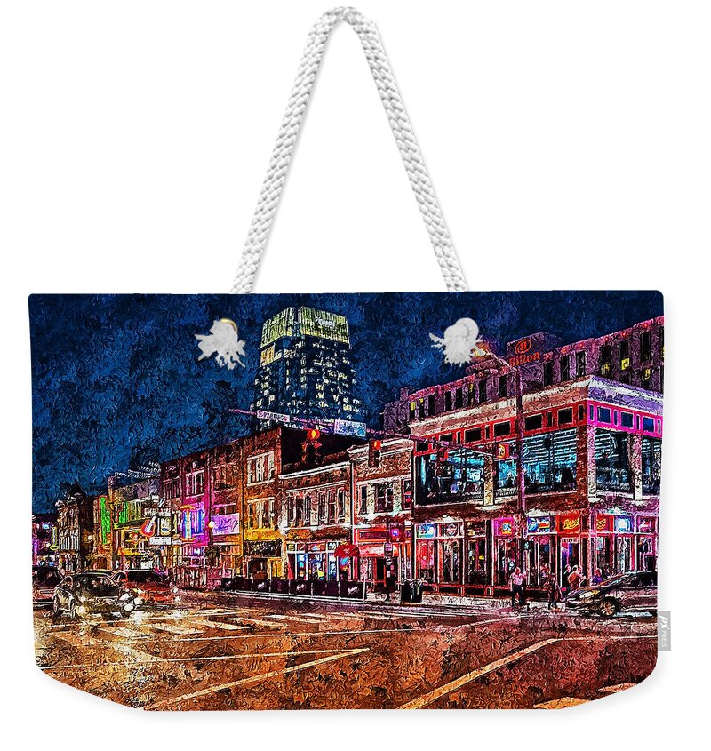 Nashville Weekender Tote Bag featuring the painting Nashville, Tennessee - 03 by AM FineArtPrints