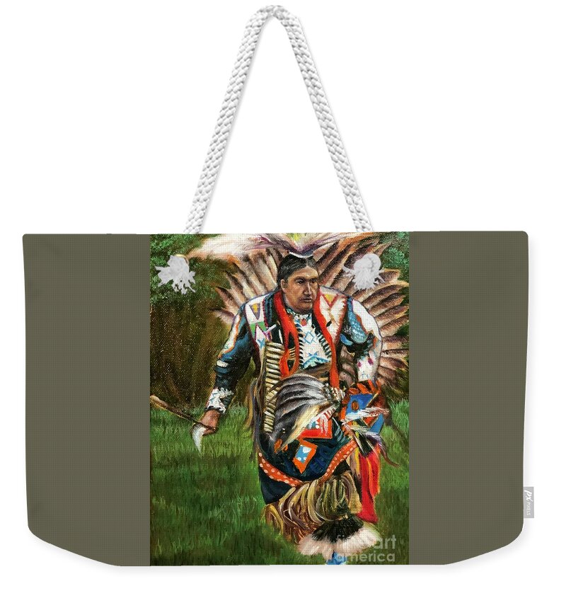 Native American Weekender Tote Bag featuring the painting Native American by Leland Castro