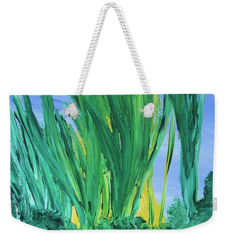 Blue Weekender Tote Bag featuring the painting Nature by Karen Nicholson