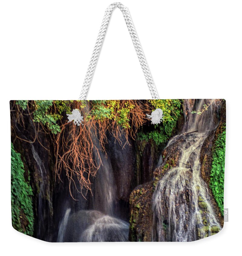 Waterfalls Weekender Tote Bag featuring the photograph Navajo Falls Grotto by Kathy McClure
