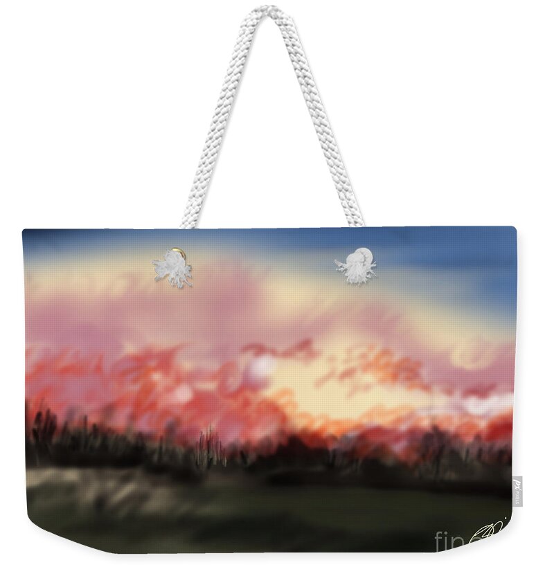 Fiery Sunset Weekender Tote Bag featuring the digital art Near Governors Park by Joel Deutsch