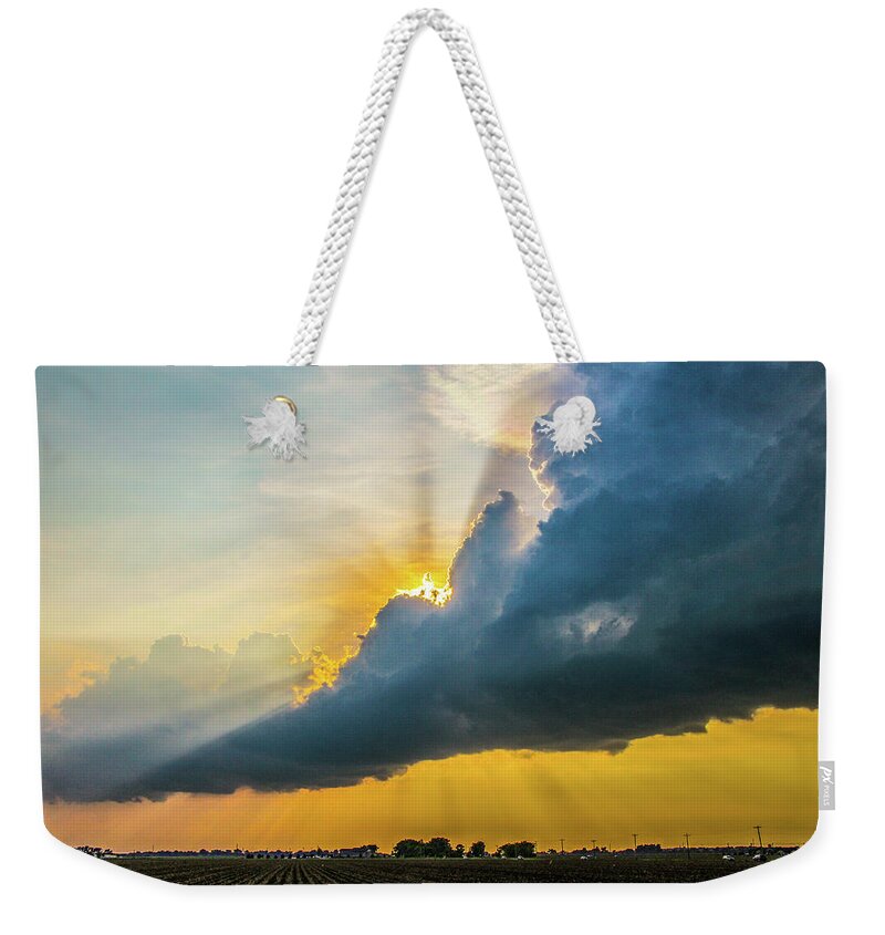 Nebraskasc Weekender Tote Bag featuring the photograph Nebraska Sunset Thunderheads 021 by NebraskaSC