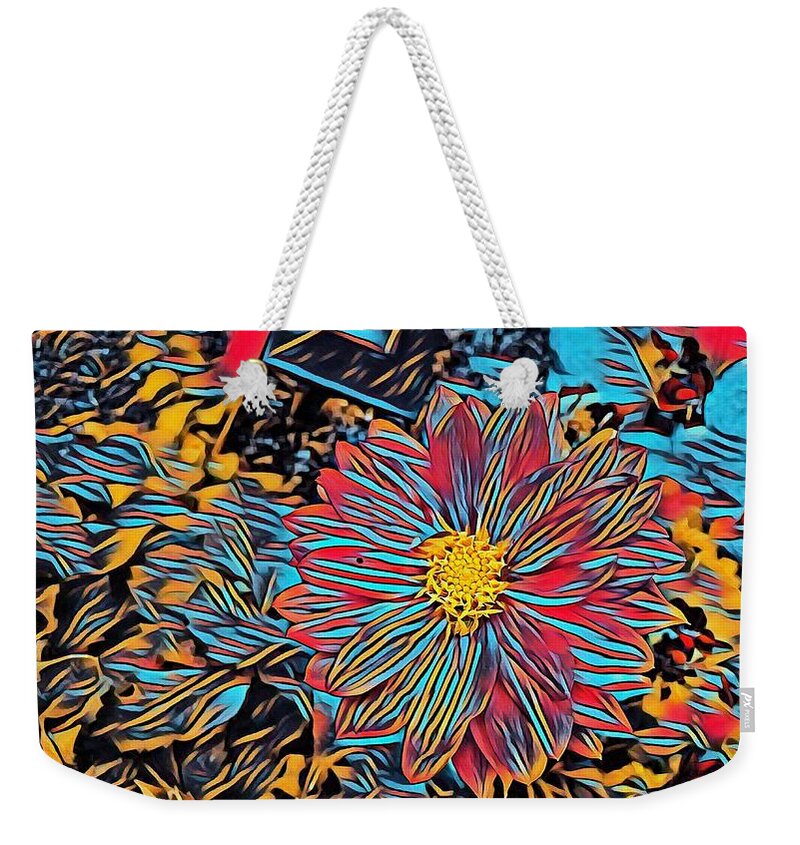 Neon Weekender Tote Bag featuring the photograph Neon flowers by Steven Wills