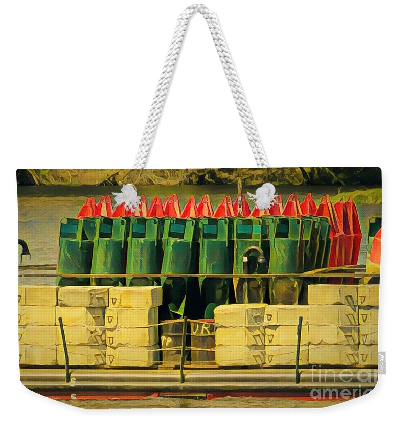 Mississippi River Weekender Tote Bag featuring the painting New buoys by Marilyn Smith
