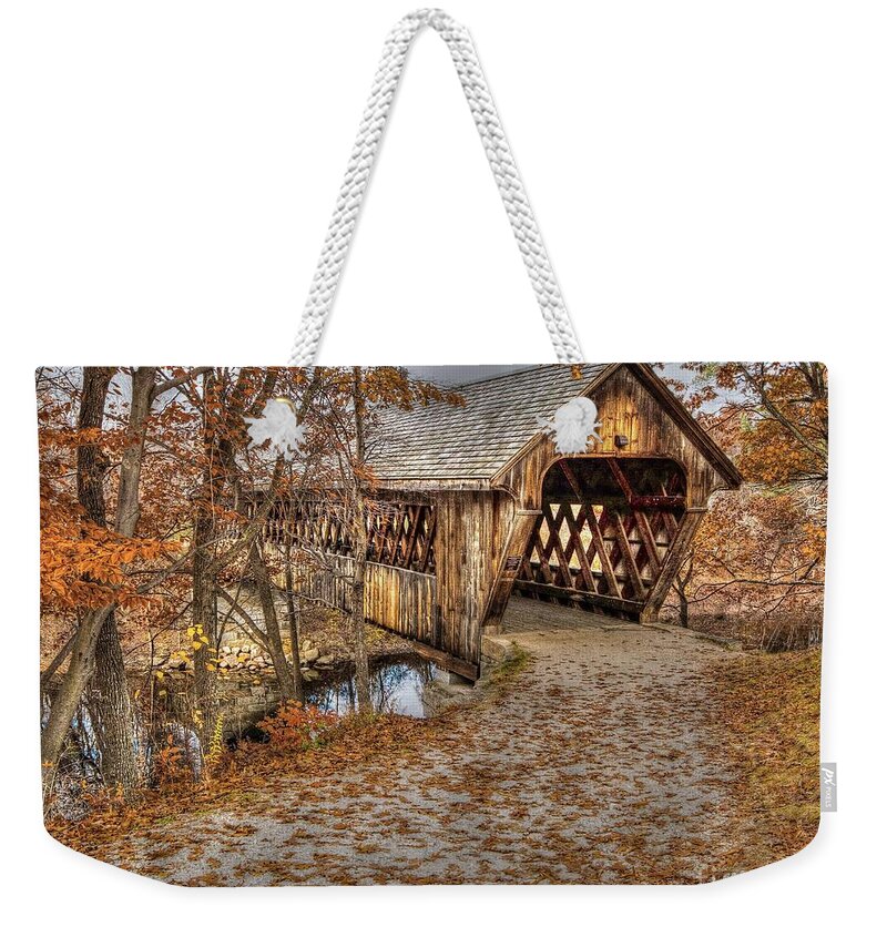 New England College Covered Bridge Weekender Tote Bag featuring the photograph New England College Covered Bridge by Steve Brown