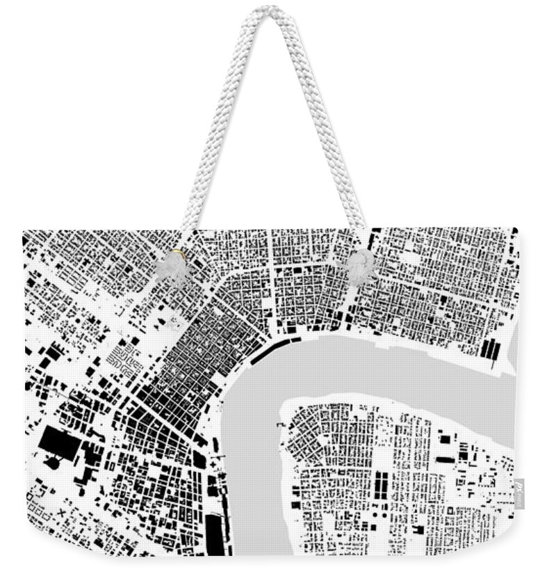 City Weekender Tote Bag featuring the digital art New Orleans building map by Christian Pauschert