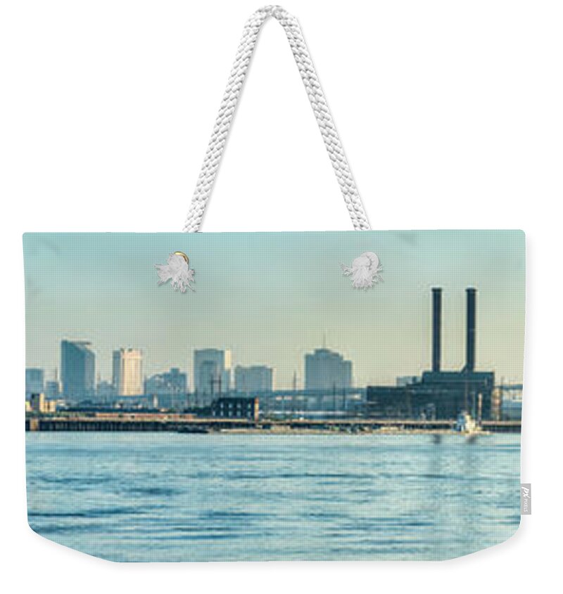 Dawn Weekender Tote Bag featuring the photograph New Orleans Skyline Across Mississippi by Drnadig