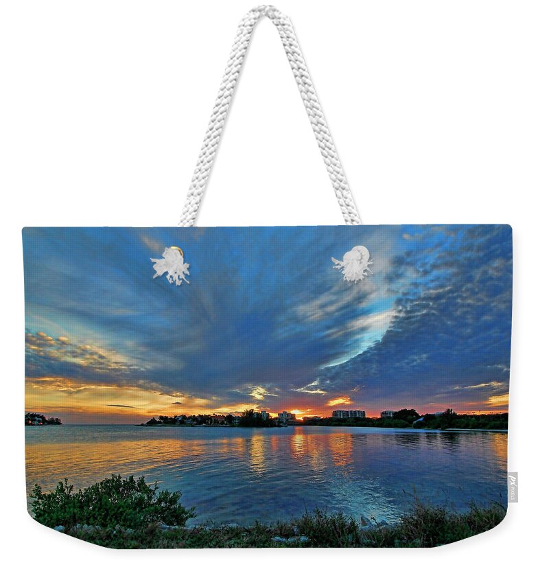 New Pass Weekender Tote Bag featuring the photograph New Pass Sunset by HH Photography of Florida