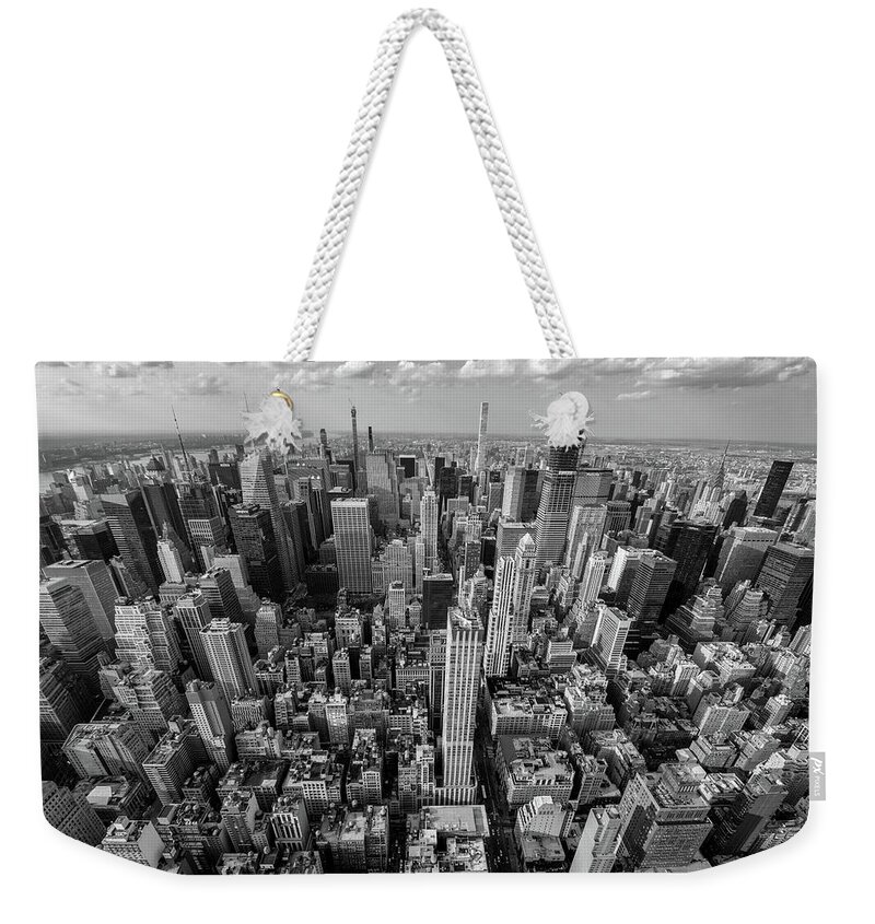 Chrysler Building Weekender Tote Bag featuring the photograph New York City Black White by Crystal Wightman