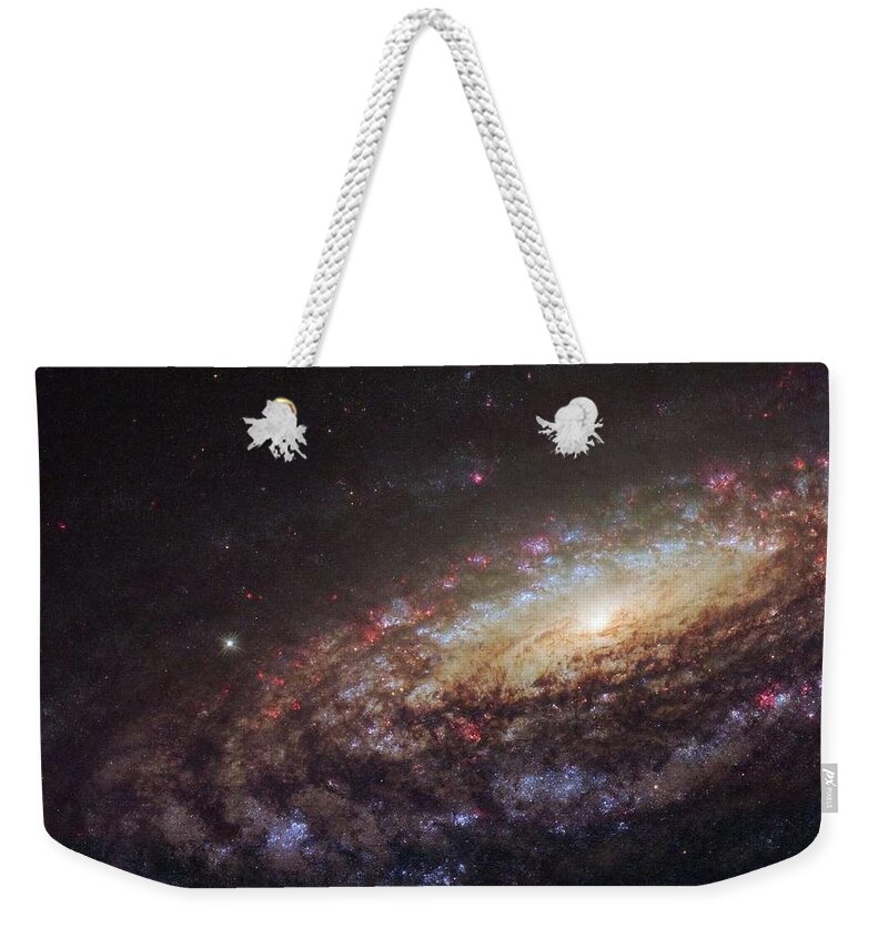 Cosmos Weekender Tote Bag featuring the painting NGC 7331 in the constellation of Pegasus the Winged Horse by Celestial Images