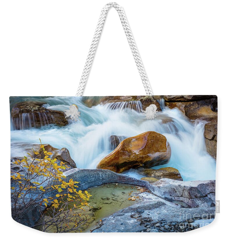 Alberta Weekender Tote Bag featuring the photograph Nigel Creek Cascades #1 by Inge Johnsson