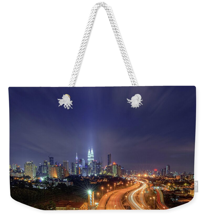 Curve Weekender Tote Bag featuring the photograph Night At Kuala Lumpur by Zackri Zim's Photography