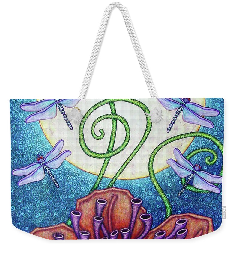 Dragonfly Weekender Tote Bag featuring the painting Night Garden 3 by Amy E Fraser