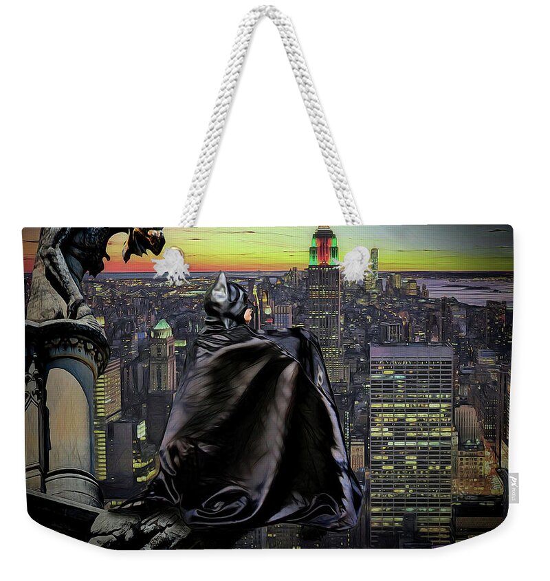 Bat Weekender Tote Bag featuring the photograph Night Of The Bat Man by Jon Volden