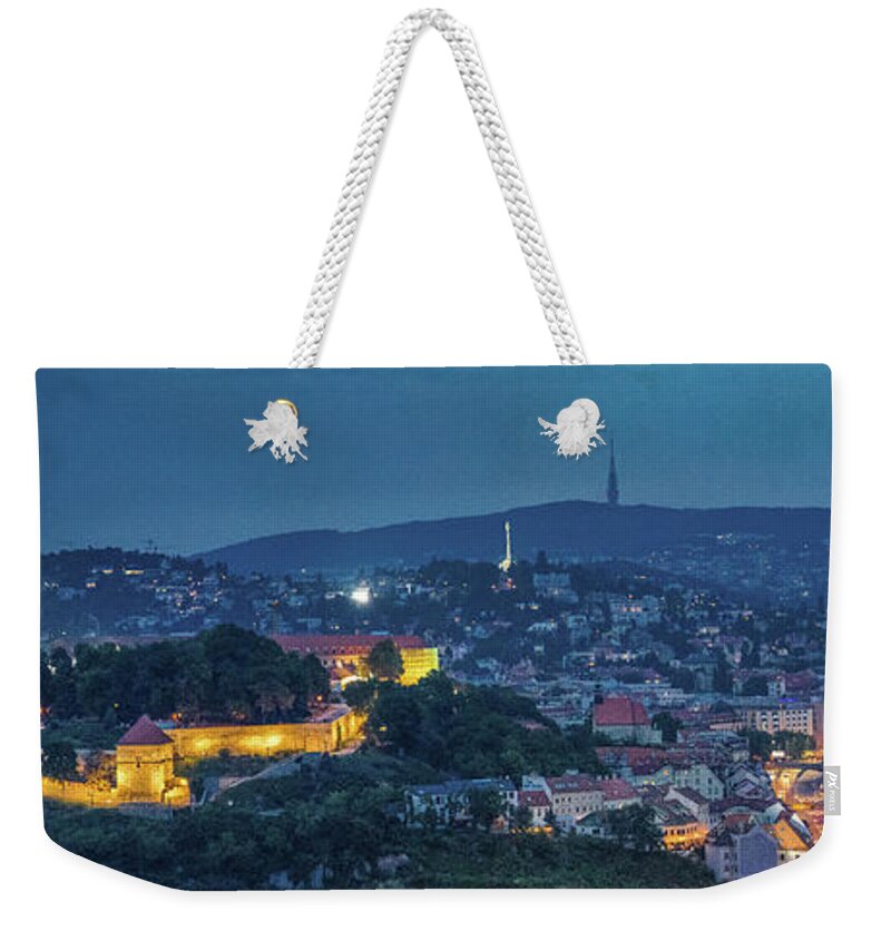 Bratislavsky Weekender Tote Bag featuring the photograph Night view of Bratislava by Vivida Photo PC