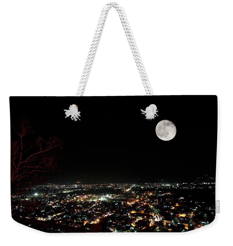 Scenics Weekender Tote Bag featuring the photograph Night View Of Chittorgarh City by Tarun Chopra
