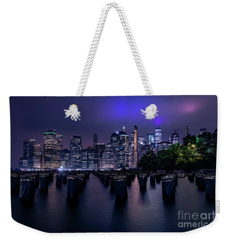 2019 Weekender Tote Bag featuring the photograph Lower Manhattan at Night by Stef Ko