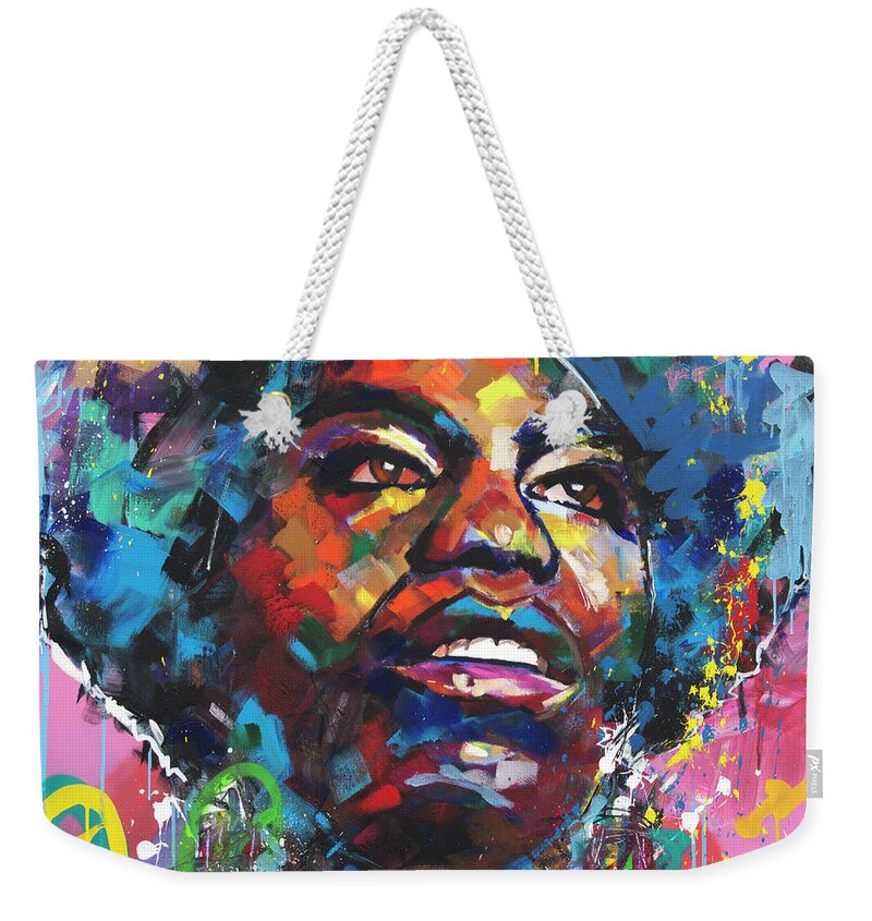 Nina Simone Weekender Tote Bag featuring the painting Nina Simone by Richard Day