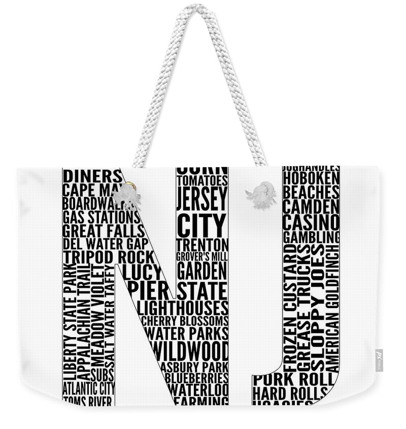 New Weekender Tote Bag featuring the digital art Nj Type by Sd Graphics Studio