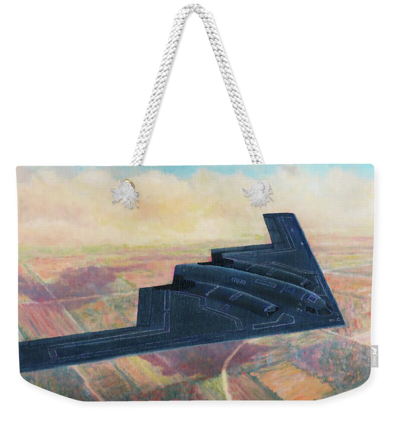Military Weekender Tote Bag featuring the painting Northrop B-2 Spirit by Douglas Castleman