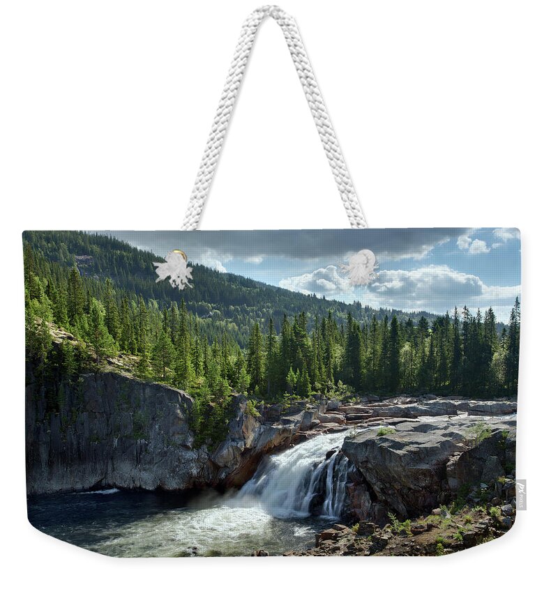 Scenics Weekender Tote Bag featuring the photograph Norway Waterfall by Ralph Oechsle