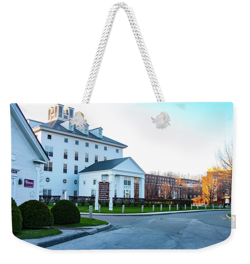 Kreitzberg Library Weekender Tote Bag featuring the photograph Norwich University Front Entrance by Jeff Folger