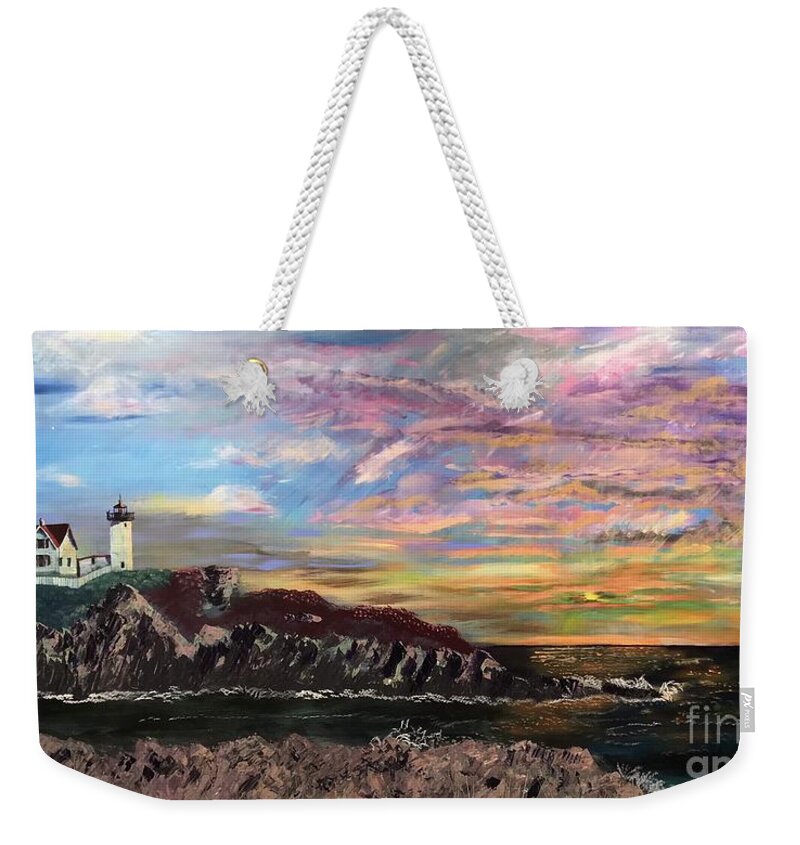 # Nubble Weekender Tote Bag featuring the painting Nubble at Sunrise by Francois Lamothe
