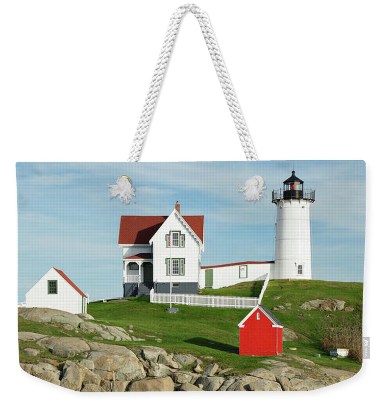Outdoors Weekender Tote Bag featuring the photograph Nubble Lighthouse by S. Greg Panosian