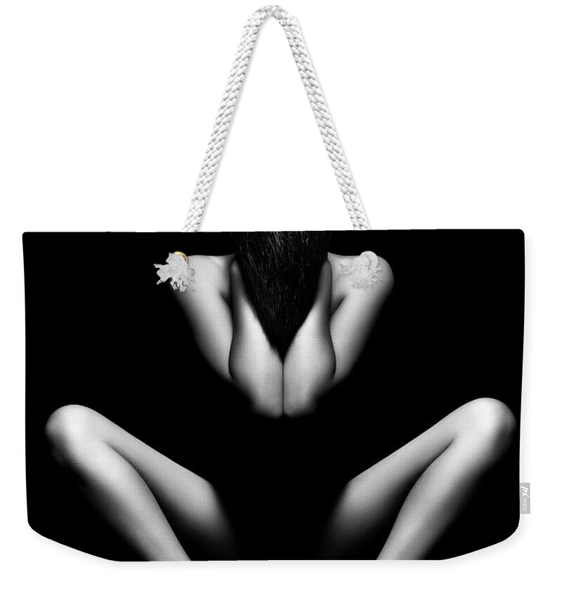 Woman Weekender Tote Bag featuring the photograph Nude woman bodyscape 12 by Johan Swanepoel
