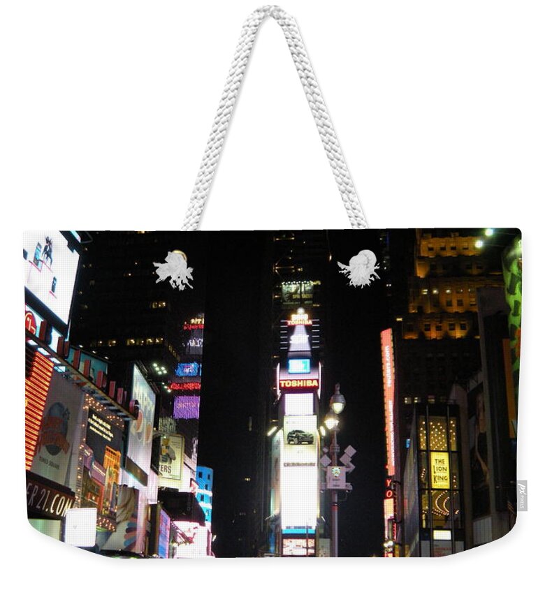 Nyc Times Square Weekender Tote Bag featuring the photograph Nyc Times Square by Barbra Telfer