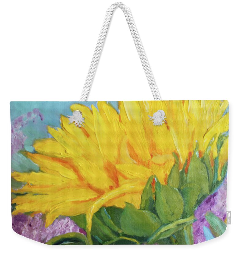 Sunflower Weekender Tote Bag featuring the painting O Sole Mio by Christiane Kingsley
