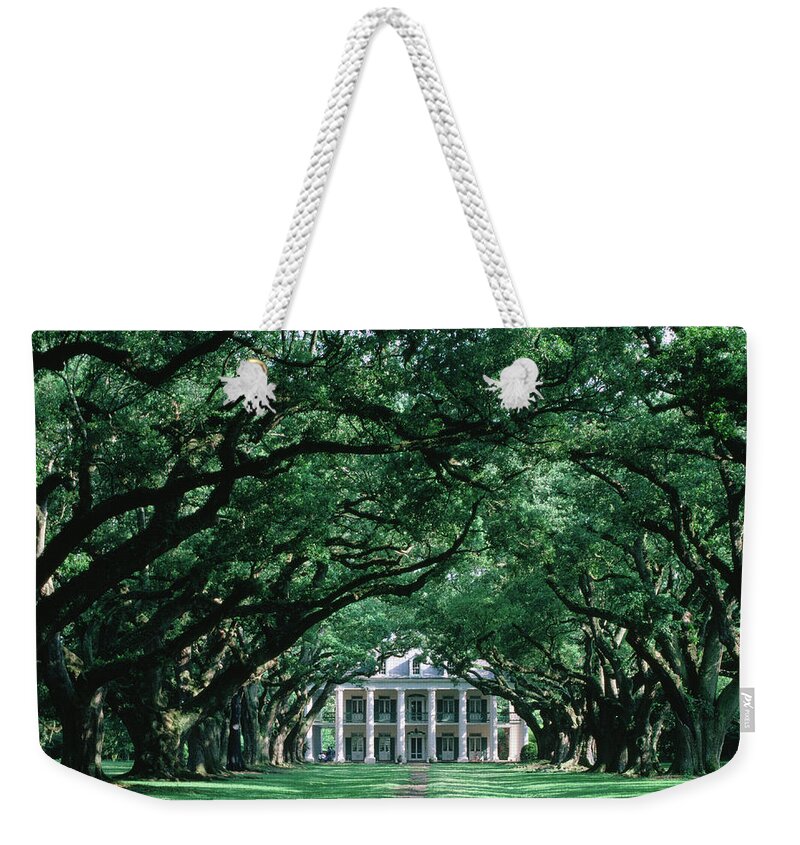 Grass Weekender Tote Bag featuring the photograph Oak Alley Plantation In Mississippi by John Elk Iii