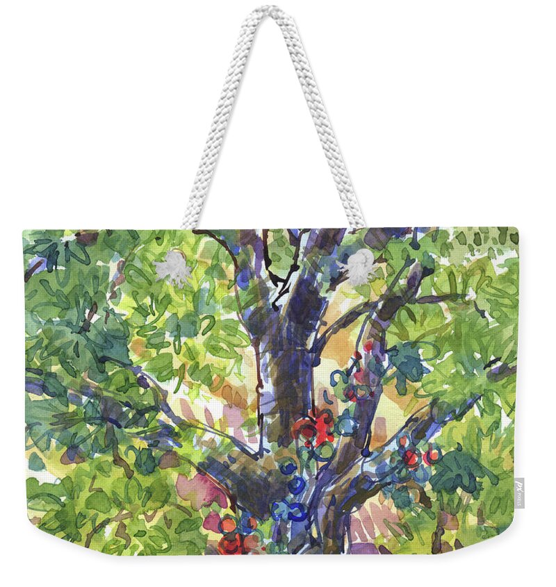 California Oak Weekender Tote Bag featuring the painting Oak and Poison Ivy by Judith Kunzle