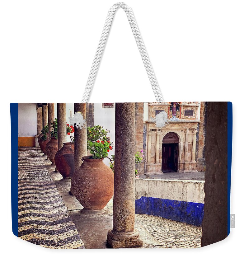 Obidos Weekender Tote Bag featuring the photograph Obidos Veranda View by Jill Love