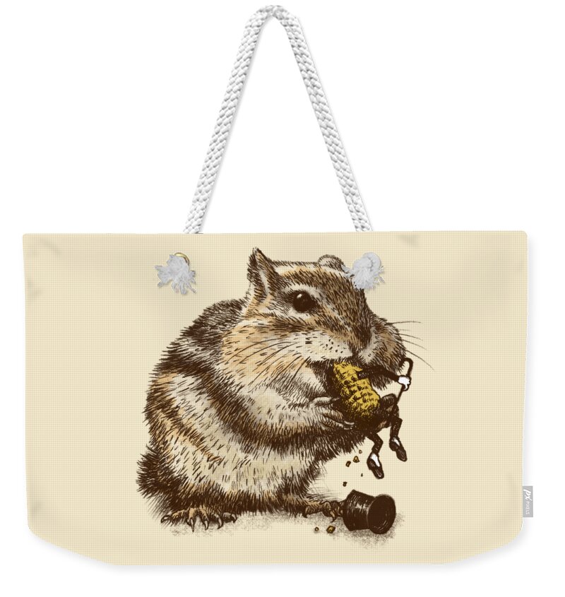 Chipmunk Weekender Tote Bag featuring the drawing Occupational Hazard by Eric Fan