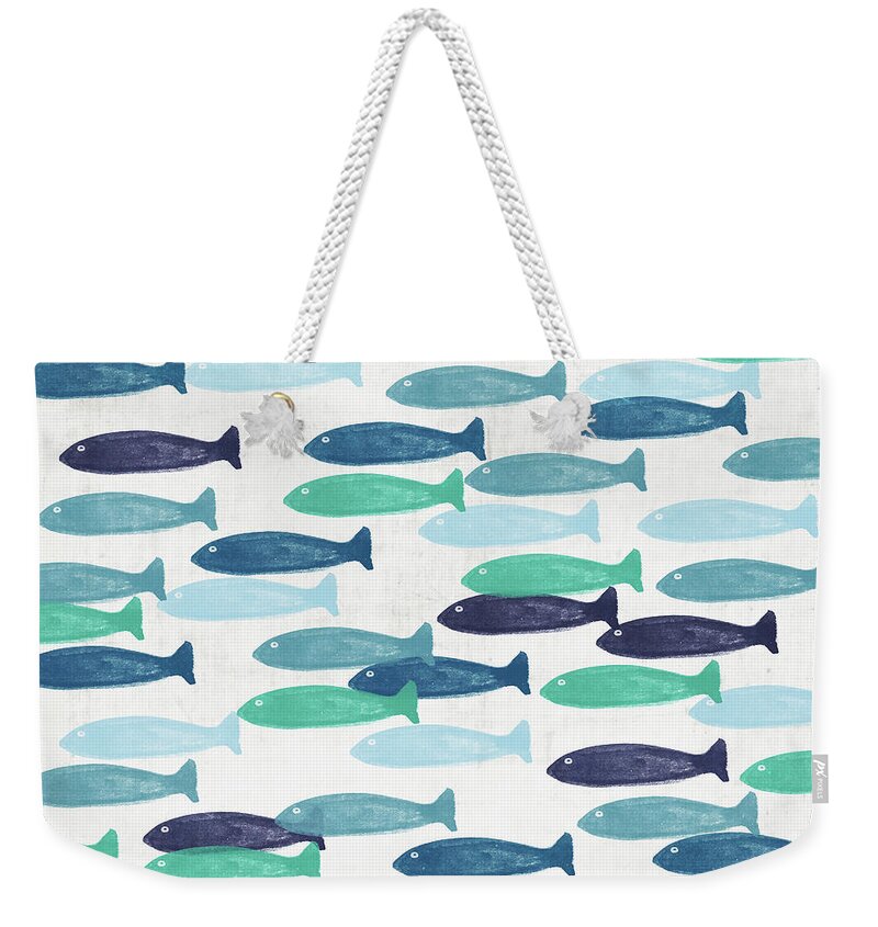 Fish Weekender Tote Bag featuring the mixed media Ocean Fish- Art by Linda Woods by Linda Woods