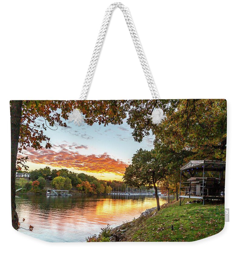 Scotty's Cove Weekender Tote Bag featuring the photograph October Sunset Scotty's Cove by David Wagenblatt