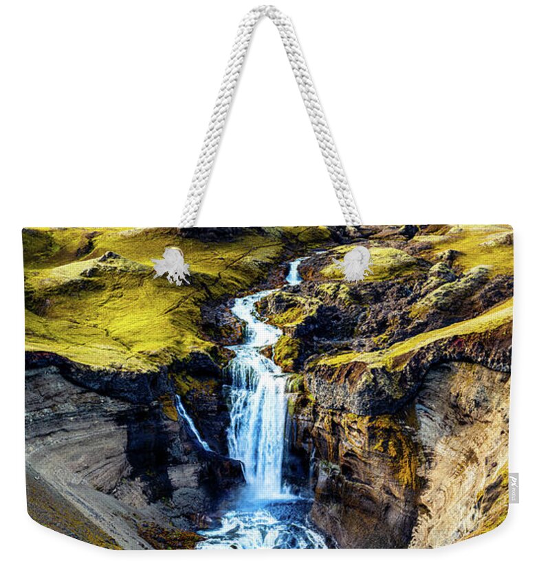 Ofaerufoss Weekender Tote Bag featuring the photograph Ofaerufoss Waterfall Iceland 1 by M G Whittingham