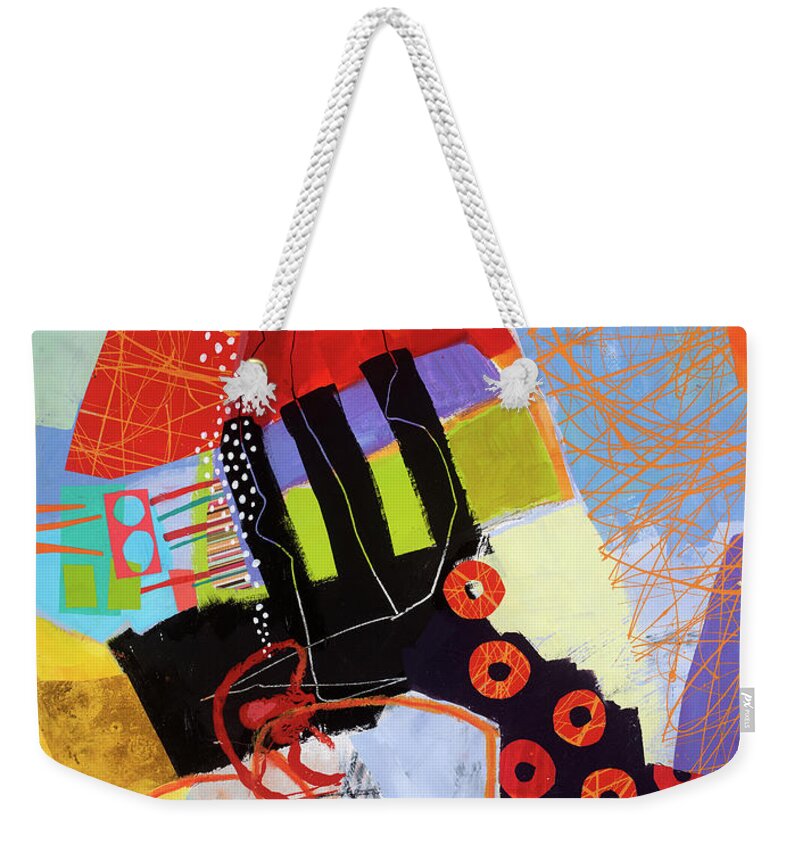 Abstract Art Weekender Tote Bag featuring the painting Off the Rails by Jane Davies