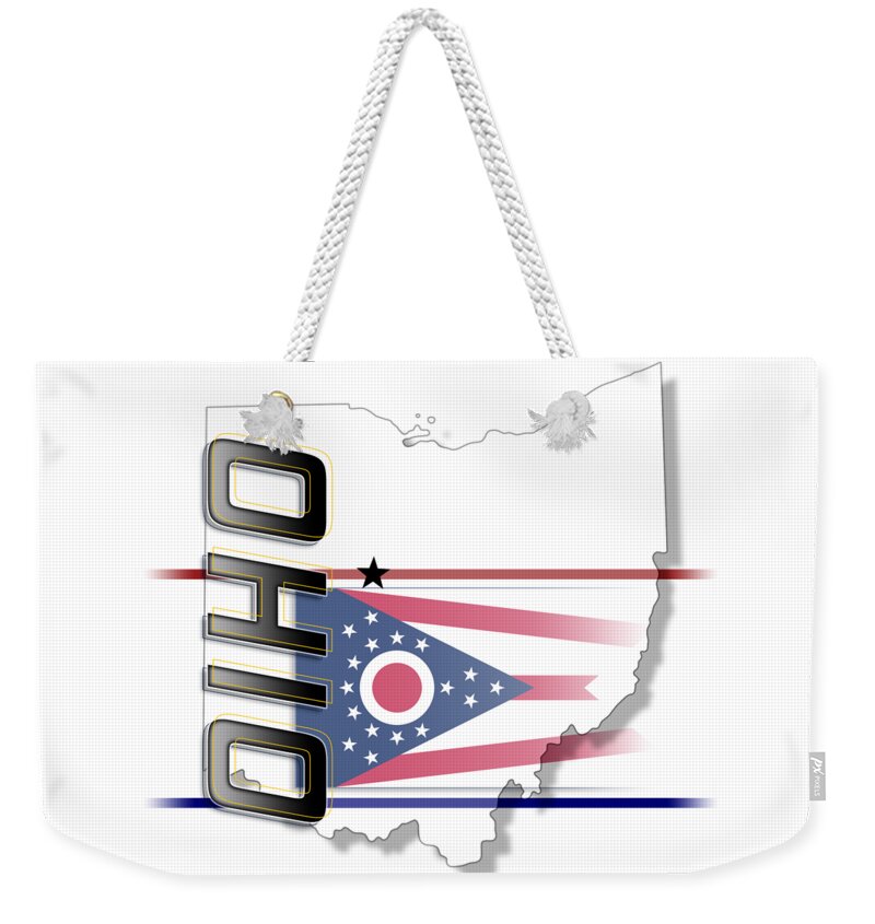 Ohio Weekender Tote Bag featuring the digital art Ohio State Vertical Print by Rick Bartrand