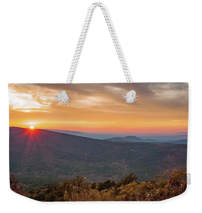 America Weekender Tote Bag featuring the photograph Oklahoma Ouachita Mountain Sunset - Talimena Scenic Byway by Gregory Ballos