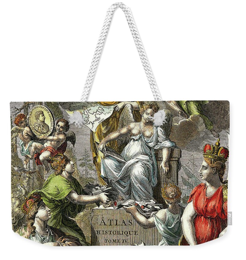 Classical Maps Weekender Tote Bag featuring the digital art Old Cartographic Map Line Art by Rolando Burbon