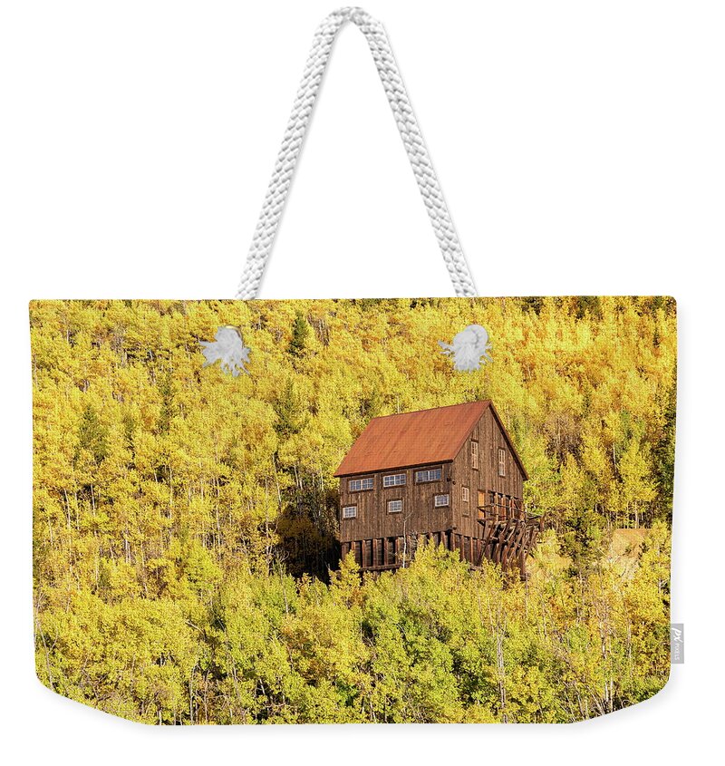 Fall Colors Weekender Tote Bag featuring the photograph Old Colorado Mine Among Fall Foliage by Tony Hake